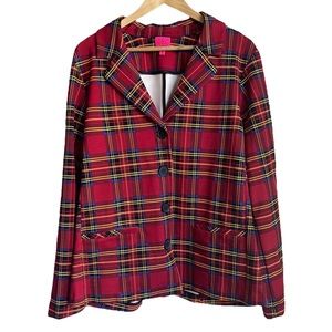 Torrid EUC "Betsey Johnson Red Plaid Premium Blazer" Button Down Blazer Size 3x